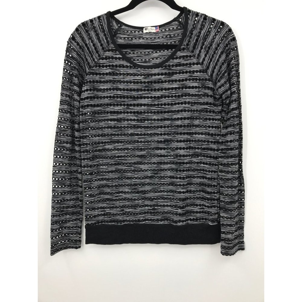 Kut from the Kloth Black and Gray Striped Top